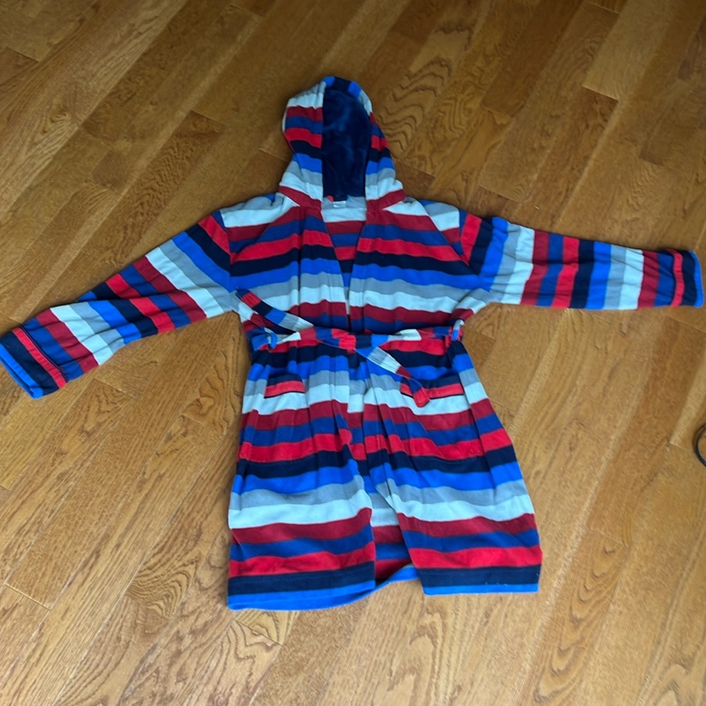 Gap kids striped hooded Robe with belt